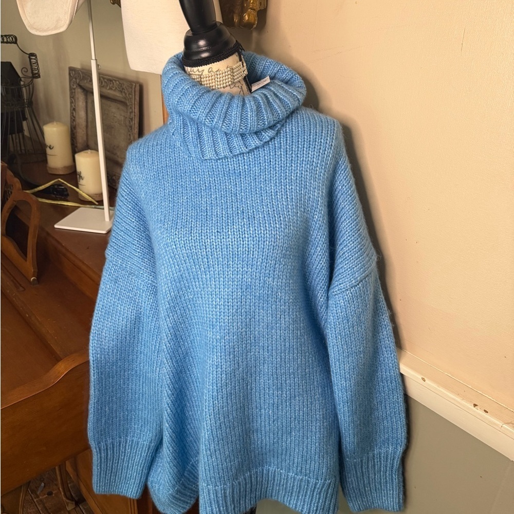 American Eagle Outfitters Blue Cowl Neck Sweater NWT 75.00